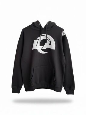 NWT LA Rams Hoodie Fanatics Mens Large black sweatshirt Football NFL
